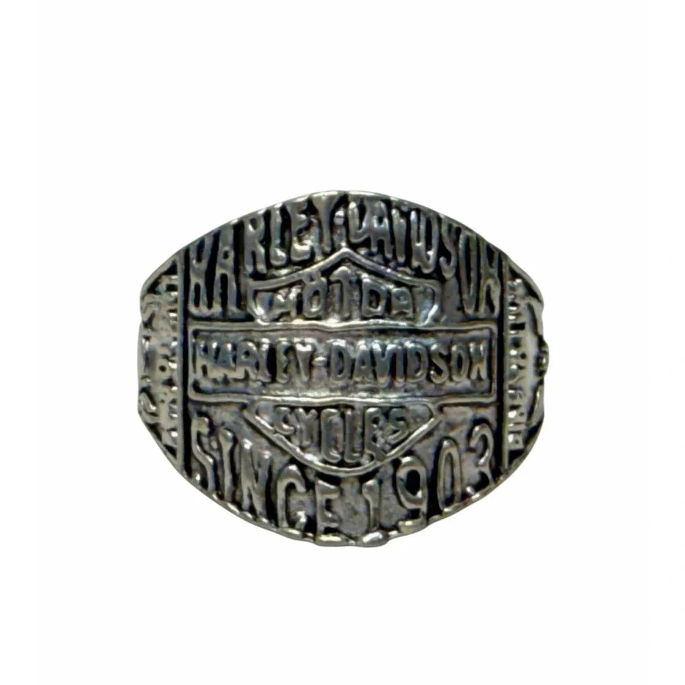 Harley Davidson Motor Cycles Ring Men's Silver Tone Zinc Alloy Ring Size 13